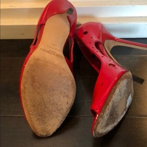Jimmy Choo Shoes - Jimmy Choo red patent leather open tie pump. Jimmy Choo Shoes - Jimmy Choo red patent leather open tie pump.